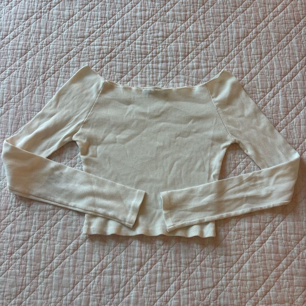 Brandy Melville White Ribbed Top